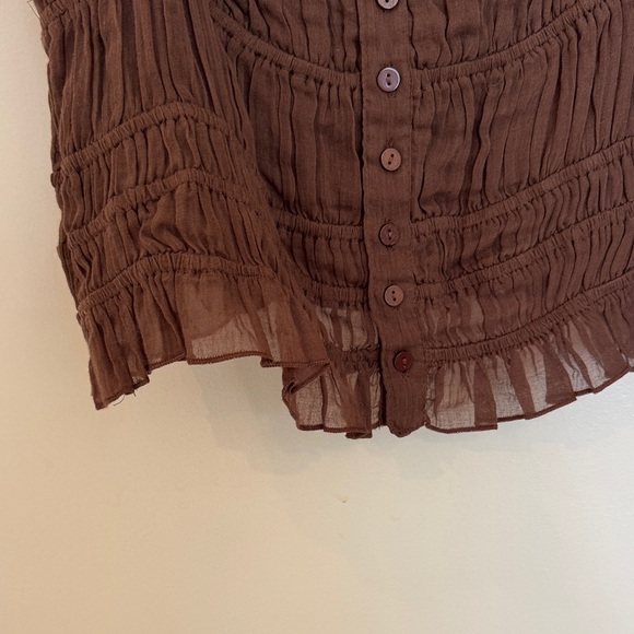 Brown Free People Ruffled Women's Crop Top - Picture 3 of 8
